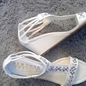 sandals, short wedge shoes, shoes, white,